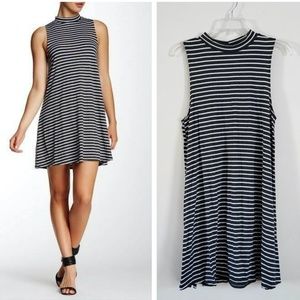 Abound Striped Mini Swing Dress Gray High‎ Neck Sleeveless Womens Medium